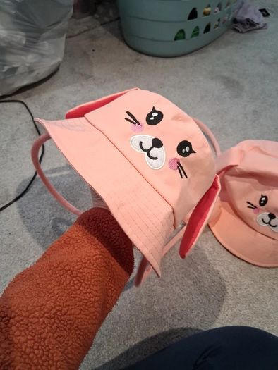 Two Brand New with tags 'Press my paws to move my ears' Sun hats both Age 7-9 years