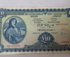 1960 Lady Lavery 10 pound banknote.