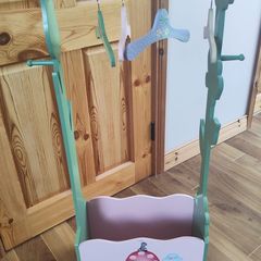 Kids Wooden Clothes Rail with Storage