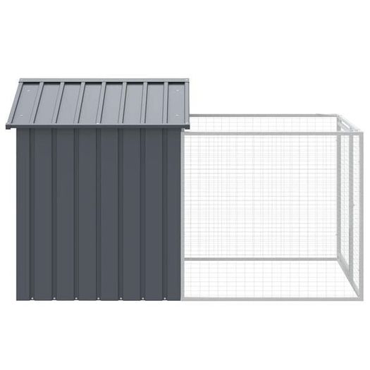 Dog House with Run Anthracite Galvanised Steel