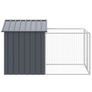 Dog House with Run Anthracite Galvanised Steel Image 2