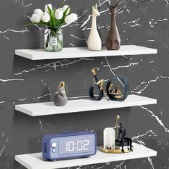 3PCS Floating Shelves,White Shelves for Wall,40cm Floating Shelf  Shelves Screw Mounted,Bookshelf Wall Shelves for Living Room Display,Bedroom,Office,Kitchen Storage