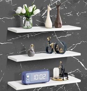 3PCS Floating Shelves,White Shelves for Wall,40cm Floating Shelf  Shelves Screw Mounted,Bookshelf Wall Shelves for Living Room Display,Bedroom,Office,Kitchen Storage