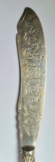 Sterling silver knife, 1901, fully silver inc blade. Intricate decoration.
