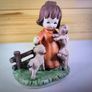 Girl With Lambs Figurine Vintage Flower Image 2