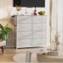 Fabric Chest of Drawers - Canvas Storage Unit with 8 Large Drawers Label Cards, Side Pocket & Hook for Living Room, Hallway, Bedroom Image 7