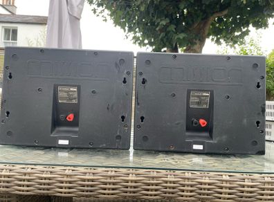 pair of Mission M5 DS speakers, surround sound, bi polar speakers , 2 way reflex, black enclosure, working perfectly.