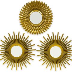 Wall Mirrors Pack of 3 Gold Mirrors for Living Room, Home Decor & Bedroom | Round Mirrors for Hanging and Wall Decor | Small Mirrors & Shabby Chic Home Accessories | Gifts for Women & Mums