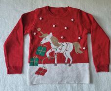 Dunnes Girl's Unicorn Christmas Jumper, size: 7-8 years
