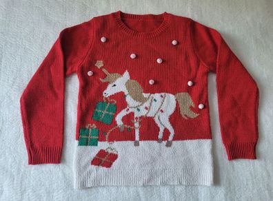 Dunnes Girl's Unicorn Christmas Jumper, size: 7-8 years