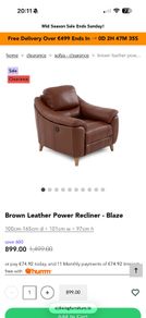 Blue Leather Power Recliner