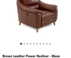 Blue Leather Power Recliner