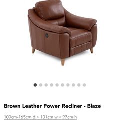 Blue Leather Power Recliner