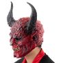 Red horror Devil latex mask spooky long horn devil cosplay for Halloween. Image 2