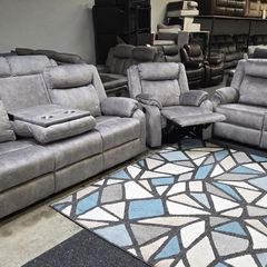 Vancouver Grey Reclining Sofa Set - 3+2 or 3+1+1