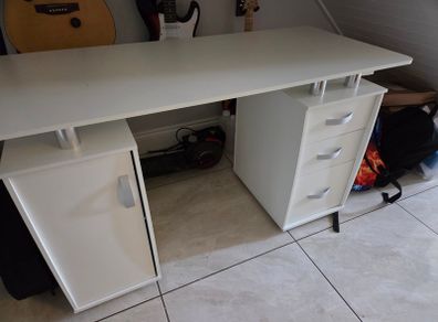 White desk with storage