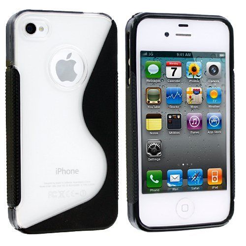 Protective Case S-Line Soft Gel Silicone Cover for iPhone 4 4S + Free Screen Protecor