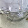 Vintage Crystal Romanian Basket Flower Bow Etching Hand Painted 7 Inches  Diameter Image 2