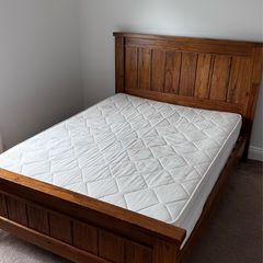 Solid wood double bed and mattress