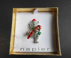 Vintage Napier Christmas Movable Bear Brooch