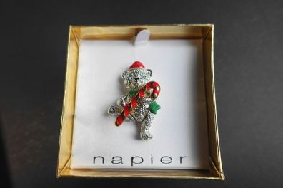Vintage Napier Christmas Movable Bear Brooch