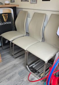 Cream Leather Chairs x3