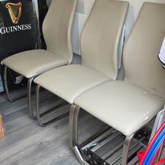 Cream Leather Chairs x3
