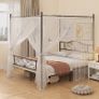 Canopy Bed Frame King Size, Metal Platform Bed Frame with Headboard and Footboard, Underbed Storage Image 8