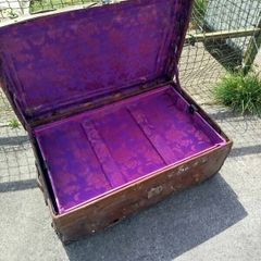 Vintage leather travel trunk