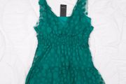 Vila Deep Teal Green Polka Dot Mesh Layered V-Neck Tank Top Cami Size XL