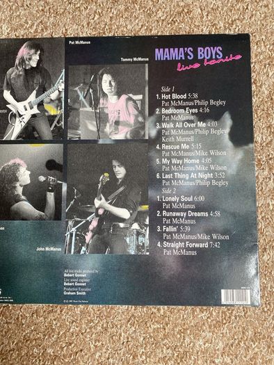 Mamas Boys "Live Tonite" vinyl