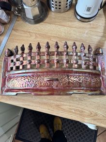 Vintage Cast Iron Fireplace Fret - Iridescent Carnival Lustre Ware