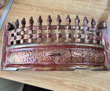 Vintage Cast Iron Fireplace Fret - Iridescent Carnival Lustre Ware