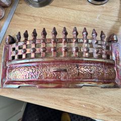 Vintage Cast Iron Fireplace Fret - Iridescent Carnival Lustre Ware