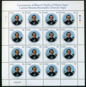 2007 Ireland Canonisation of Blessed Charles Commemorative Stamp Sheetlets Plate 1A1A1A1A Mint Never Hinged (MNH)