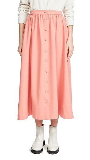 CHINTI & PARKER Gathered dust pink skirt with pockets