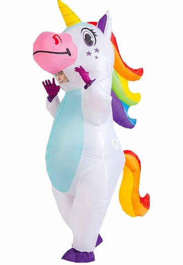 Inflatable Costume Unicorn Full Body Unicorn Air Blow-up Deluxe Halloween Costume - Adult Size (MULTIPLE COLOURS)