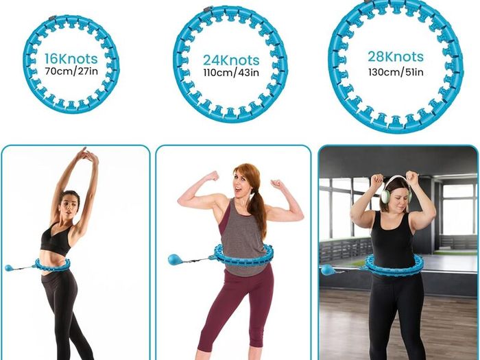Weighted Hula Hoop, 24 Detachable Knots,Lightweight Adjustable Hula Ring Hoops for Adults and Children Fitness Exercise and Fun