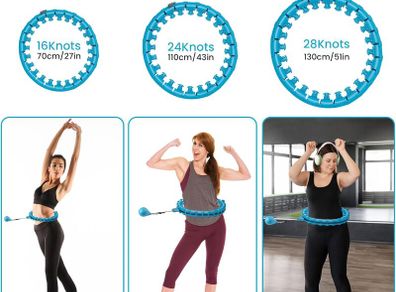 Weighted Hula Hoop, 24 Detachable Knots,Lightweight Adjustable Hula Ring Hoops for Adults and Children Fitness Exercise and Fun.