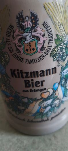 Steingut Bierkrug -1 Liter- von Brauerei Kitzmann, Erlangen