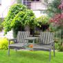 Outdoor Furniture Patio Wooden Tete a Tete Garden Bench Chair with Table Conversation Set Image 10