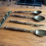 French vintage solid brass and wooden kitchen utensils Image 3