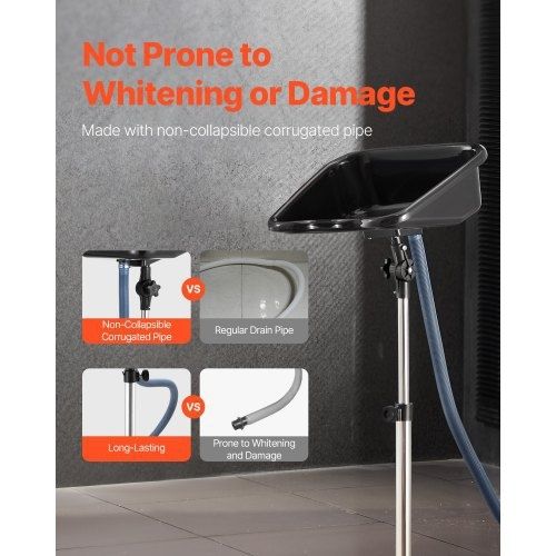 Portable Shampoo Bowl, Shampoo Sink with Adjustable Height & Angle, Salon Hair Wash Sink with Drain Hose and Star-Shaped Support Base