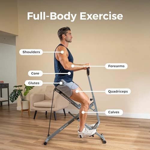Smart Row N Ride Foldable Squat & Rowing Machine Glute/Leg Trainer, 3 Squat Angles, 4-Lvl Resistance, SunnyFit App, 150 kg Capacity, Adjustable Seat/Handle, EZ-Storage