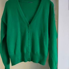 women's green cardigan