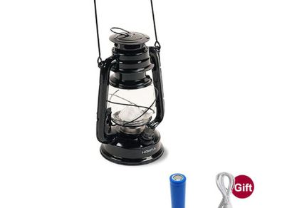 Black 25CM USB Charging Vintage Camping Lantern Light