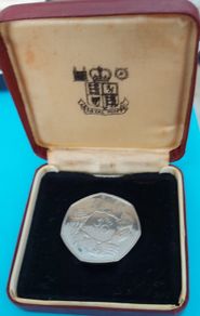 England 1973 Proof Fifty Pence "HANDS"  Coin