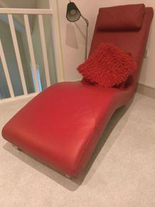 Contemporary red leather lounge couch