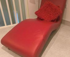 Contemporary red leather lounge couch