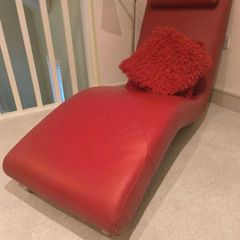 Contemporary red leather lounge couch